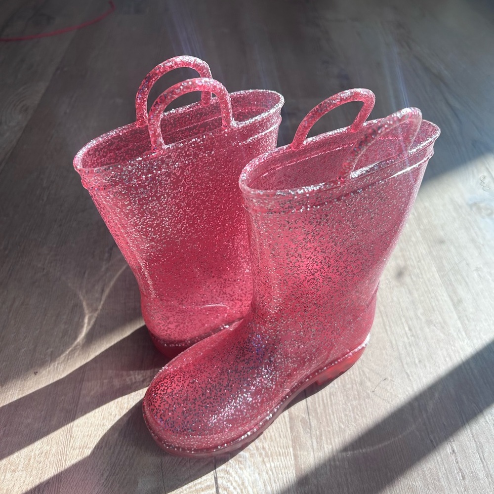 Sparkly Pink Kids Rain Boots
